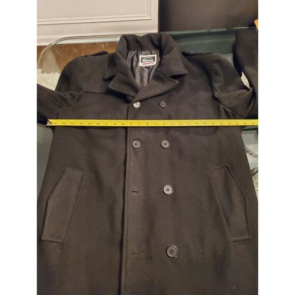 Alpine Swiss Men's Trench Black Wool Double Breasted Long Sleeve Pea Coat 2XL - Picture 10 of 11